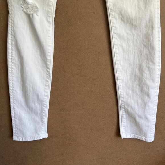 Mother Jeans The Looker Stayin Rowdy Size 25x29 Women White Stretch Distressed - Picture 5 of 14